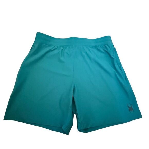 Men’s Spyder Teal Active Shorts – Size Large, Brand New Performance Gear - Picture 1 of 5